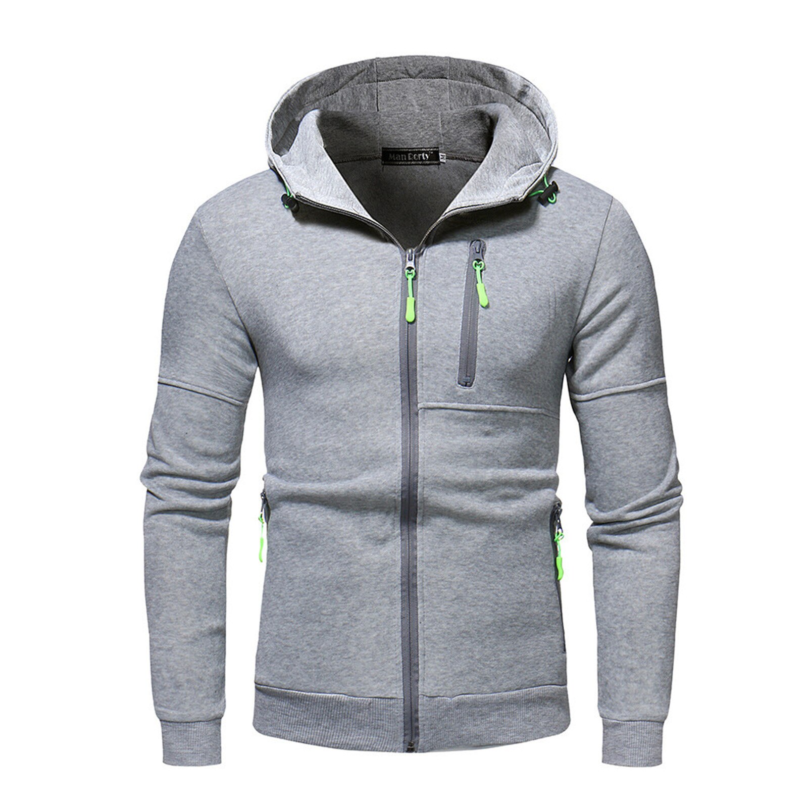 Sweat à capuche à manches longues avec fermeture éclair pour homme, sweat-shirt de rue en Patchwork, veste fine et décontractée pour l'automne et l'hiver, 3XL,: GY / XL