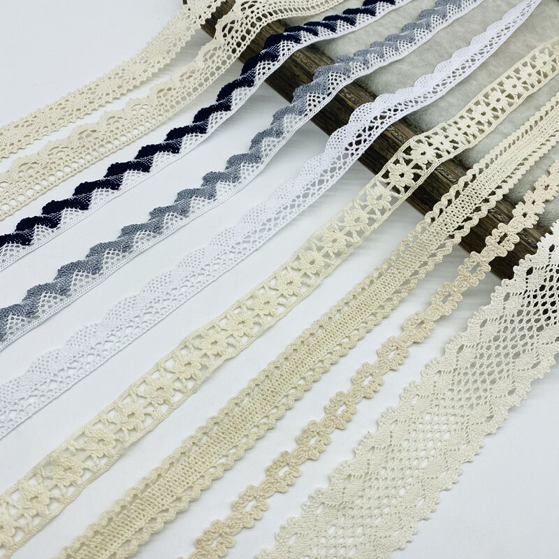 2 yards 100% Katoen Kant Lint Voor Kleding Naaien Stof Ivoor Trim Katoen Gehaakte Kant Stof Lint Handgemaakte Accessoires