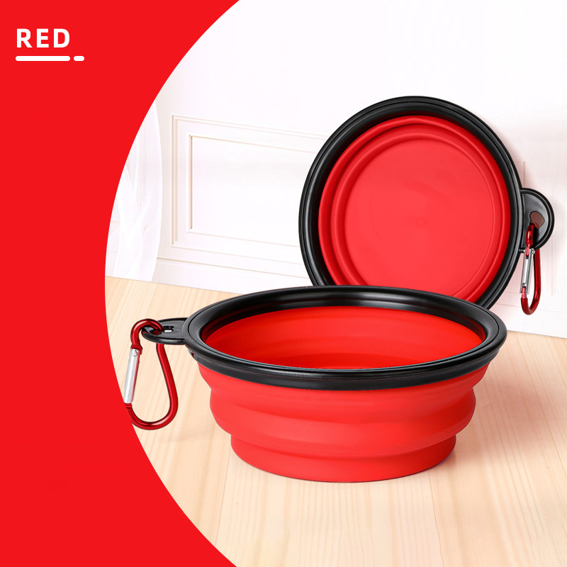 Opvouwbare reishondenkom Draagbare zachte siliconen voerbak voor honden Voedsel Watercontainer Puppyvoerbakken Outdoor huisdierenbenodigdheden: L / Rood