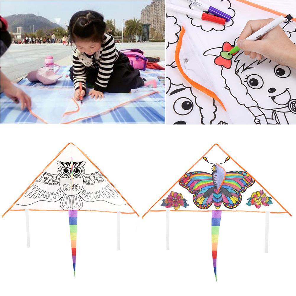 Dongzhur Outdoor Fun Sport Diy Kite/Kinderen Kite/Onderwijs Kite Met Handvat En Lijn Goede Vliegende