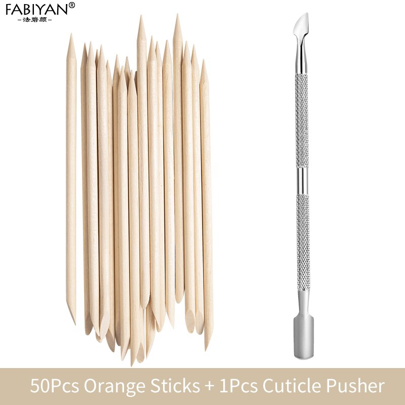 50/100 st orange pinnar dubbla ändar nail art pusher remover träpinnar för borttagning av nagelband manikyr pedikyr vårdverktyg set: 50 st uppsättning 3