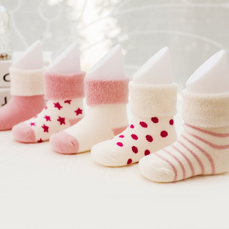 5 Pairs/Lot Thick Baby Kids Socks Winter Soft Warm Socks for 0-3 Years Boys Girls Thermal Newborn Floor Socks Cute Toddler Socks: 2 / 0--6M