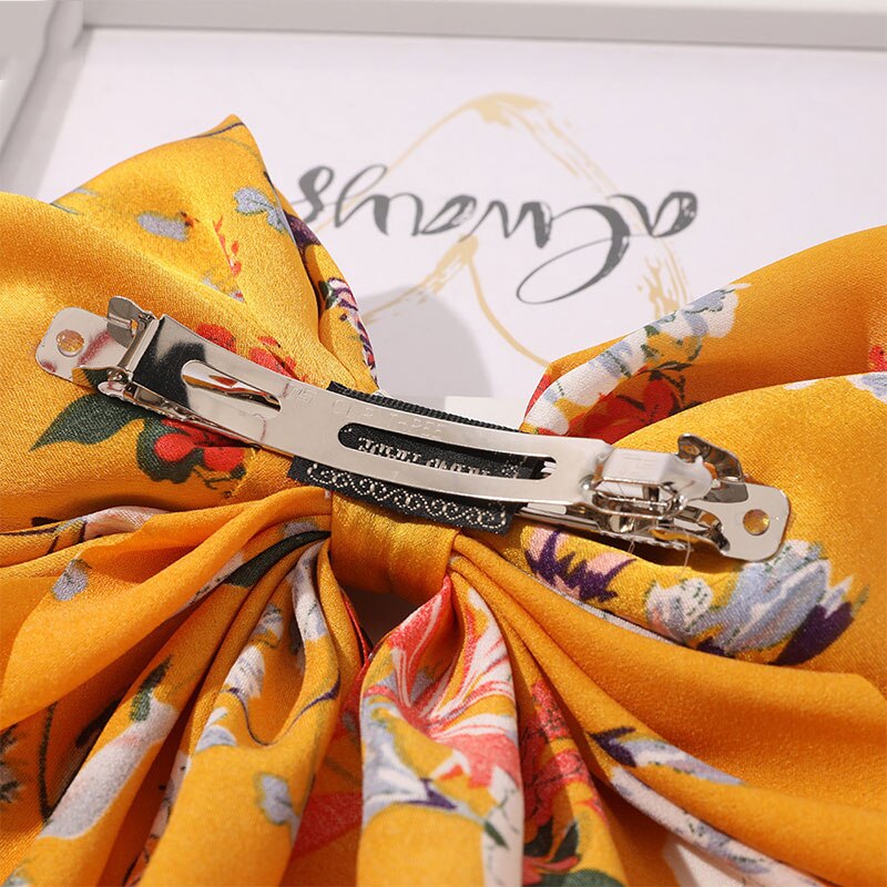 Gestreepte Bloemenprint Strik Haar Clips Lint Haarspeld Twee-Lagen Oversized Bows Haar Clip Haarspeldjes Meisjes Haar Accessoires