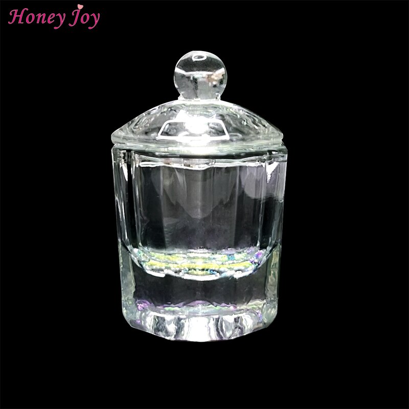 Honig Freude 1 teil/los Acryl Flüssigkeit Pulver Glas Dappen Gericht Kristall Glas Tasse Deckel Schüssel für Acryl Nagel Kunst ClearTransparent Bausatz: HJ-NAPB040