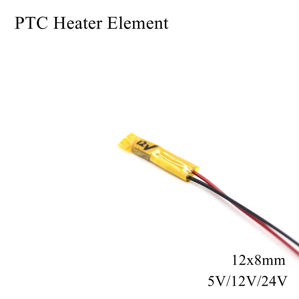 12x8mm 5V 12V 24V PTC Heater Element Constant Thermostat Insulated Thermistor Ceramic Air Heating Chip Tube Film 12*8mm