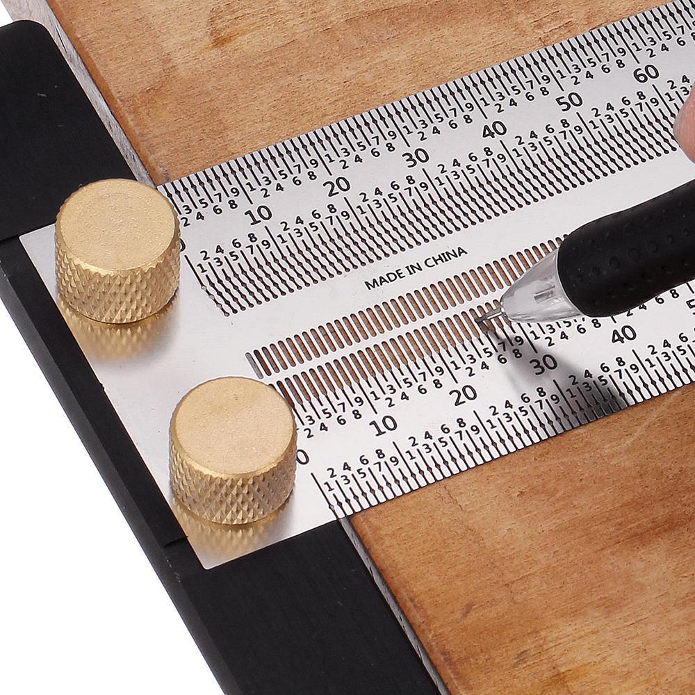 High Precision Scale Ruler T-type Hole Ruler Stainless Woodworking Scribe Drawing Mark Line Gauge Carpenter DIY Measuring Tool