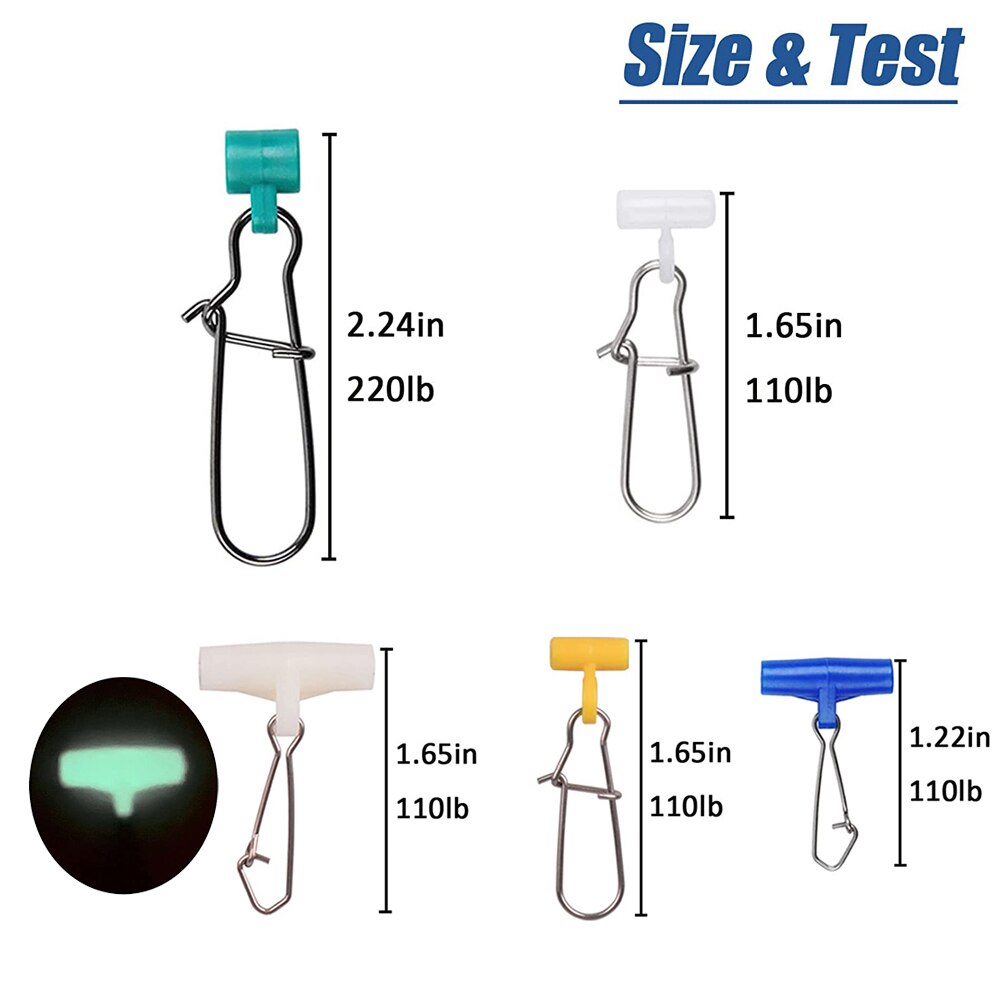 25/30Pcs Luminous Fishing Weight Sinker Sliders with Duo Lock Snap Heavy Duty Saltwater Fishing Connector Catfish Rig Tackle