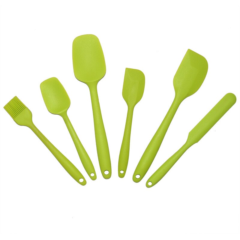 6PCS Kitchen Tools Silicone Kitchen Set Silicone Scraper Oil Brush Set Baking Utensils Color Box Kitchen Gadgets Cooking Tools: Light Green