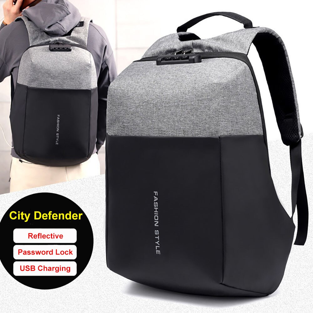 Password Lock Anti Theft Laptop Backpack For Men Waterproof Large Capacity Men's 15.6" Laptop Backpack Travel Schoo Bags