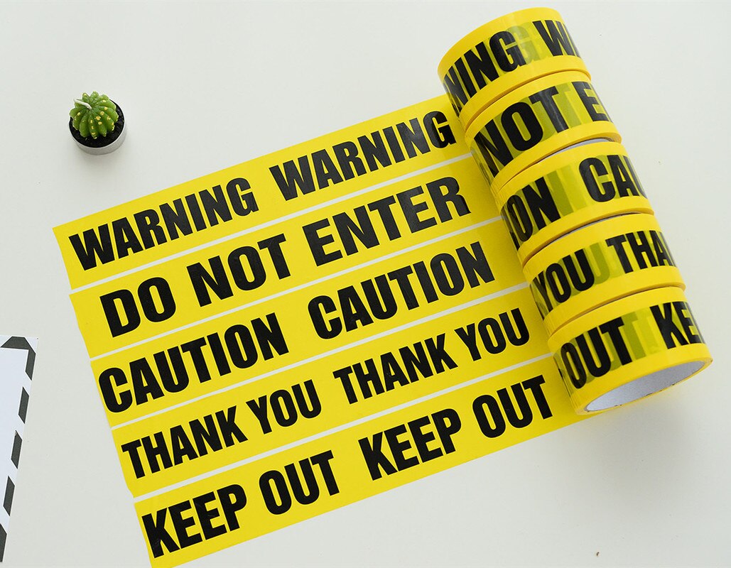 1 Roll 48mm*25m Opp Warning Tape Danger Caution Barrier Remind Work Safety Adhesive Tapes DIY Sticker For Mall Store School