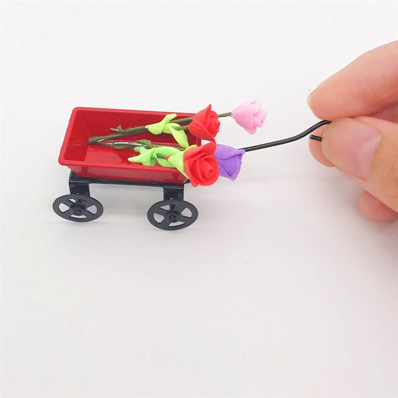 1pc Iron Mini Cart Miniature Accessory Mini Scene Accessory Mini Trolley Toy