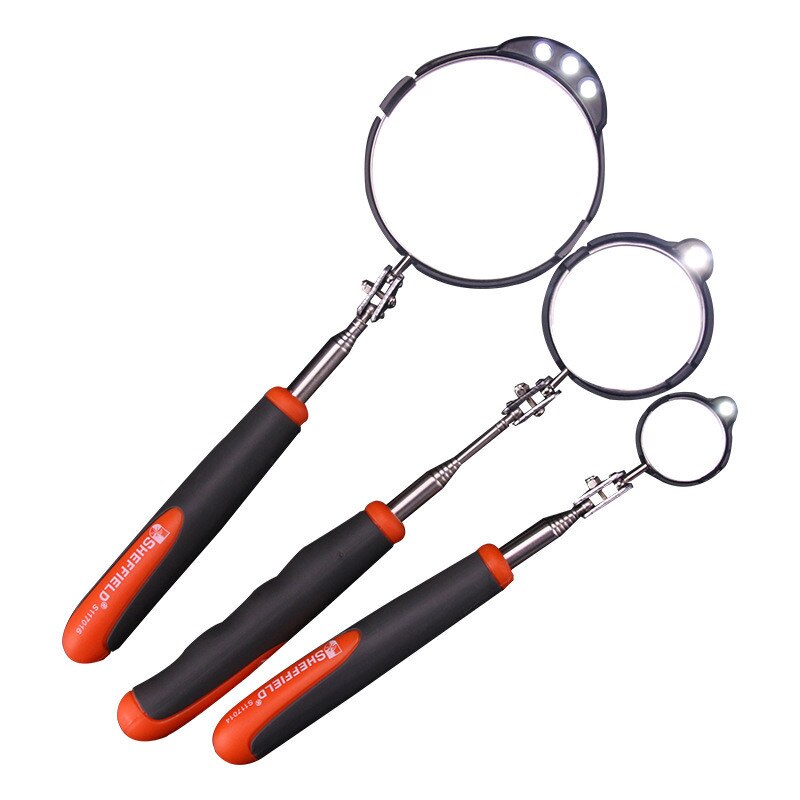 Telescopic inspection mirror with lamp universal auto repair mirror under car inspection mirror chassis maintenance mirror