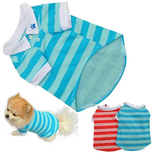 Hond Puppy Zomer Leuke Poot Gestreept Patroon Pet Polo Shirt Tee Kleding Kostuum