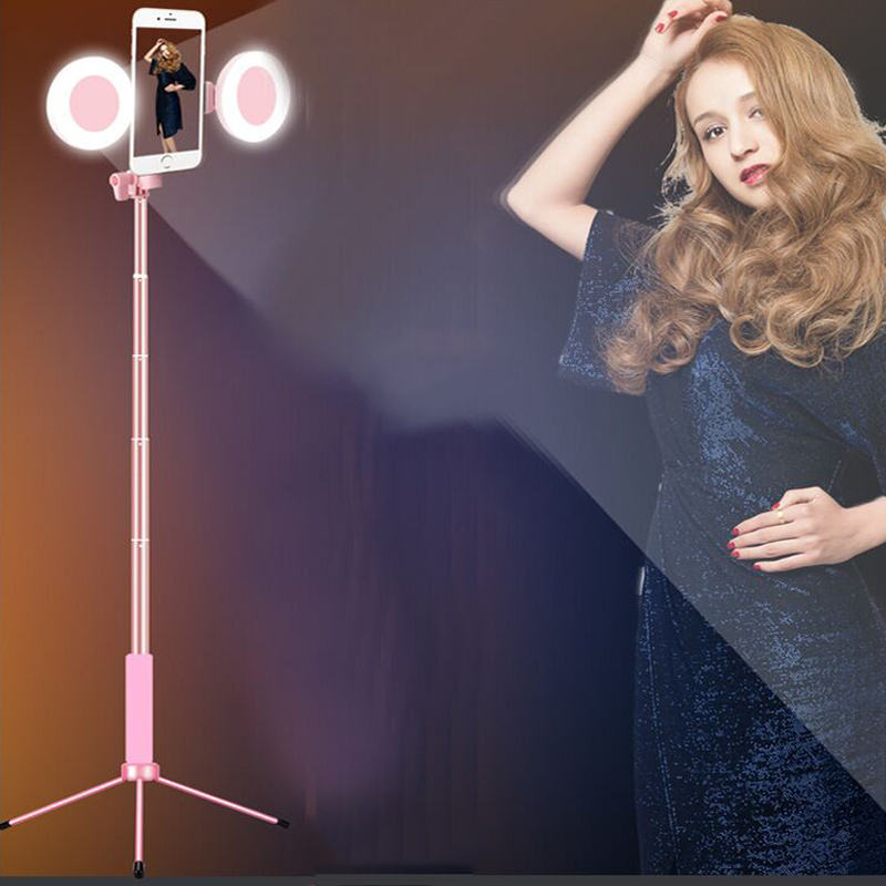 MAMEN 1,7 m Erweiterbar Live Stativ Selfie Stock Stativ mit LED Ring Licht Stehen für Telefon Porträt Füllen Beleuchtung für iPhone 7 8