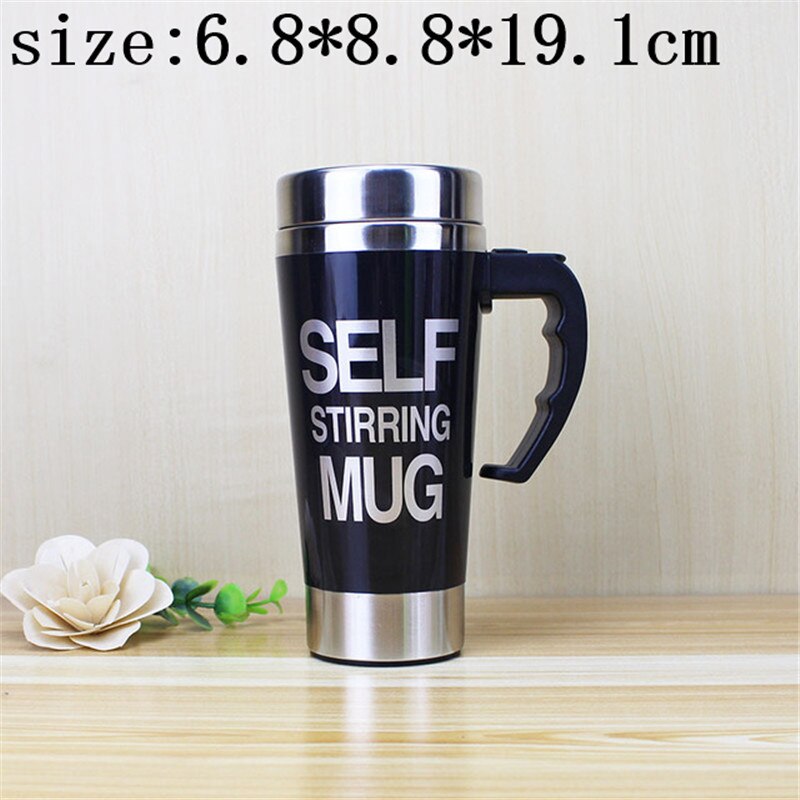 Self Stirrer Mug Automatic Double Coffee Milk Mixing Mugs Stainless Steel Thermal Insulated Cup Smart Electric Shaker Juice Cup: Black