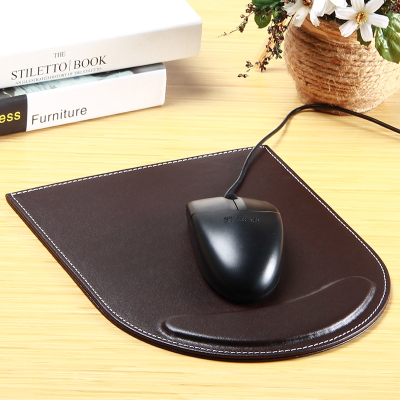 DZLST Mouse Pad Luxury Leather Waterproof Non Slip For Office Business With Wrist Rest Built In Silicone Mouse Pad