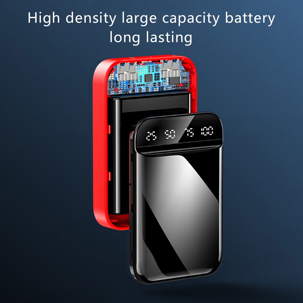 Floveme batterie externe miroir affichage numérique double USB sortie ports 2.1A charge rapide 480010000/20000 mAh pour Smartphone