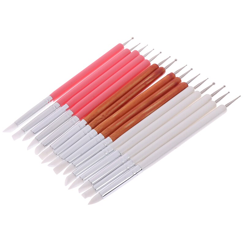 5pcs/Set Silicone + Stainless steel Two Head Sculpting Polymer Modelling Shaper Art Tools Soft Pottery Clay Tool