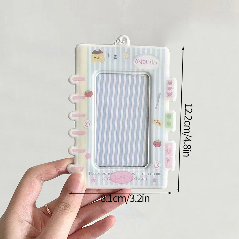Portatarjetas de fotos de gato Y2K, soporte para sesión fotográfica Idol Kpop, llavero, mochila, colgante de exhibición, funda protectora para tarjeta de estudiante, álbum de fotos: violet