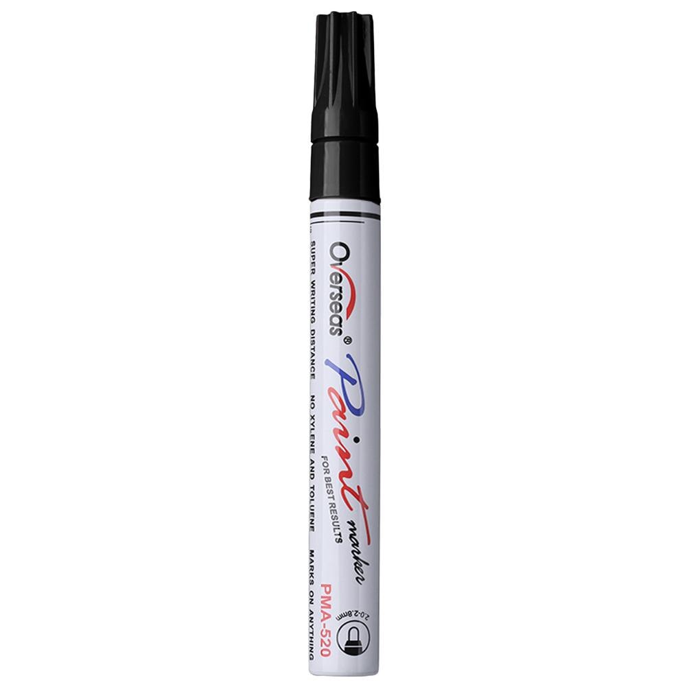 Marcador permanente de pintura impermeable Universal para neumático de coche marcador oleoso Graffiti fuerte cobertura para caucho Metal madera vidrio: Black