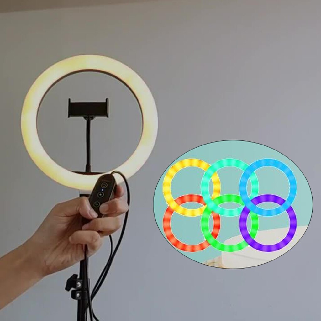 10 ''Rgb Ring Licht Met Stand, Mini Led Dimbare Cirkel Licht, make-Up Flash Licht Met Mobiele Telefoon Houder Afstandsbediening