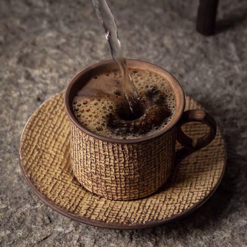 Hemmakontor mugg kaffekopp mjölkkopp kontor vattenkopp keramisk kopp keramik mönster tekopp retro restaurang kaffekopp vinkopp