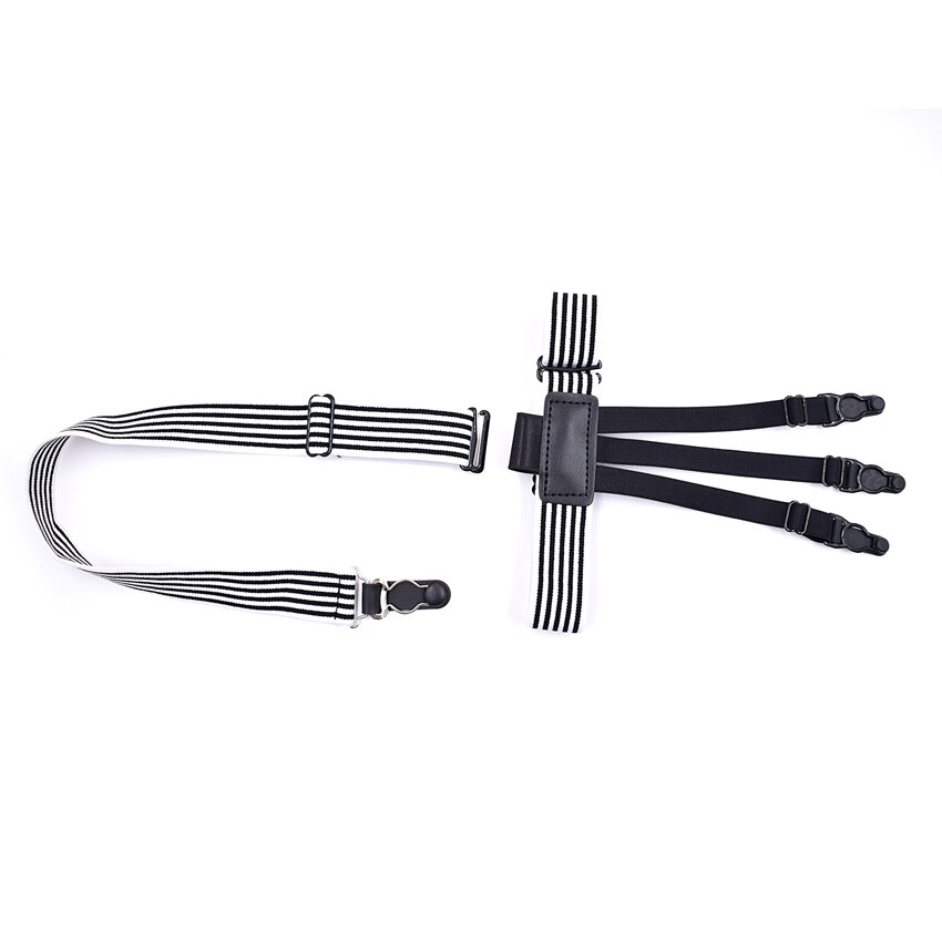 Ligas de para hombre, camisa que mantiene la falda, soporte con hebilla de calabaza, uniforme elástico, camisa con tirantes, ligas a rayas blancas y negras