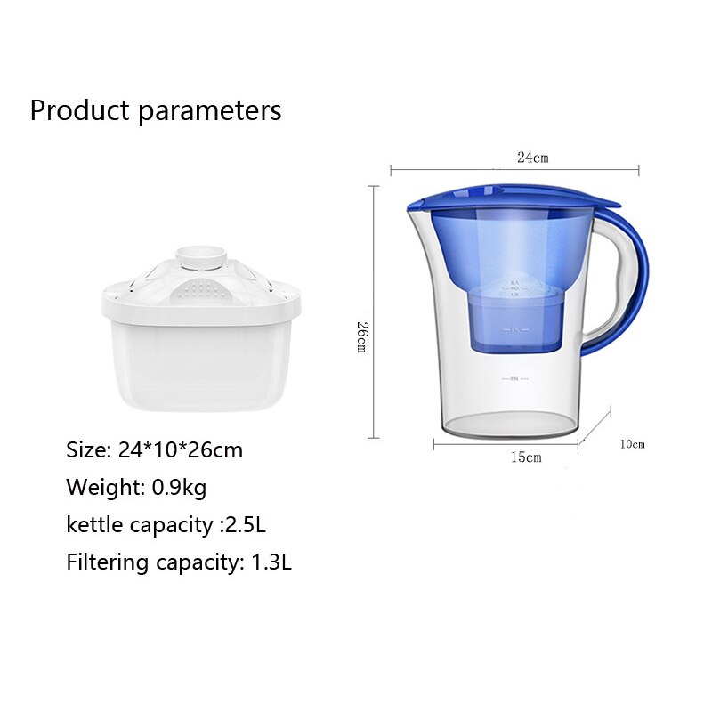 2.5L Clean Kettle Household Water Purifier Filter Kettle Kitchen Activated Carbon Filter Kettle Water Filter Jug Xiao Mi Home