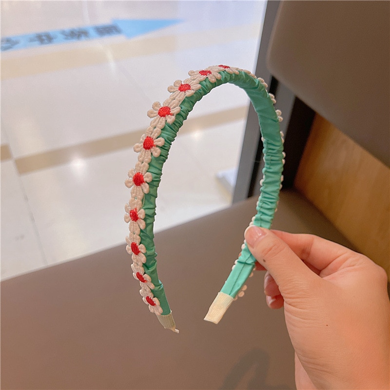Zomer Baby Meisjes Snoep Kleine Kant Bloem Meisjes Hoofdbanden Kids Hoofd Hoepel Haarbanden Eenvoudige Geplooide Hoofddeksels Handgemaakte Accessoires