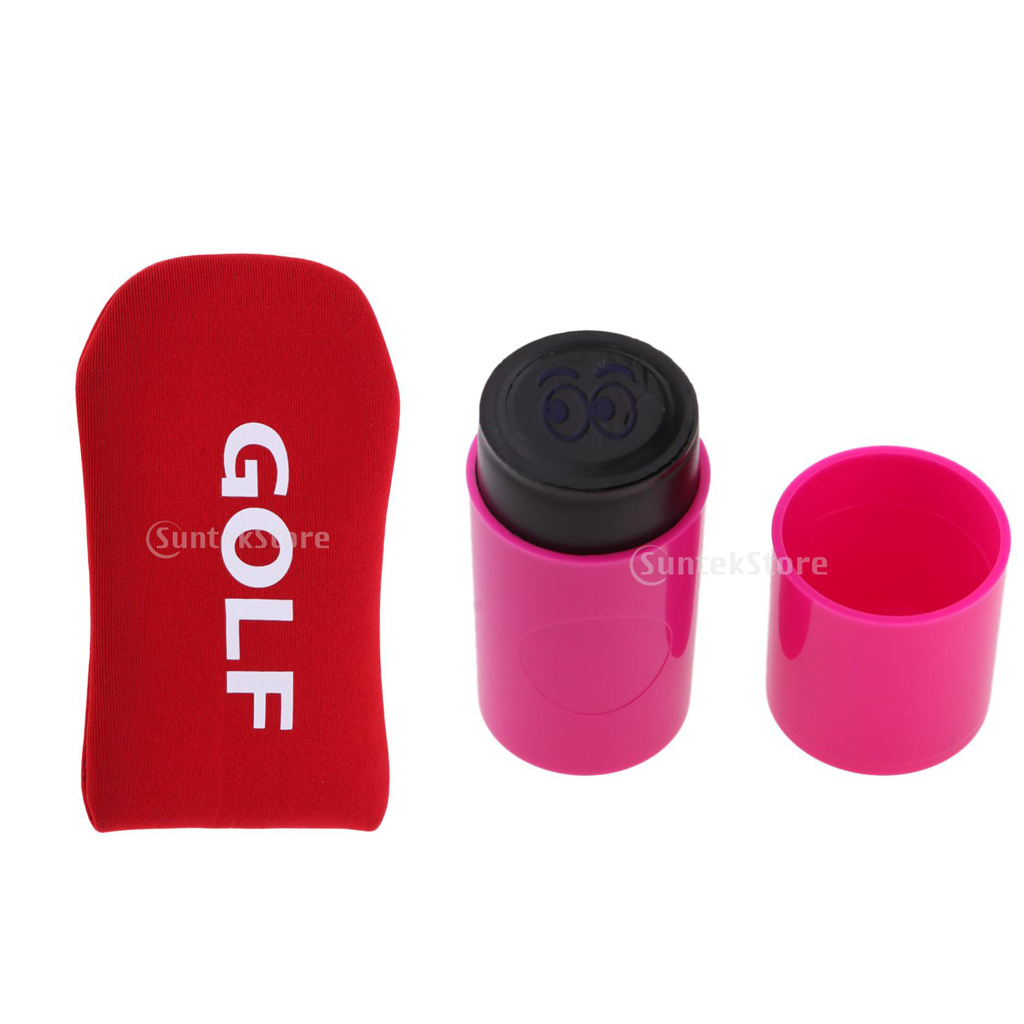 1x Golf Ball Stamp Stamper Marker Eyes+1x Golf Mallet Headcover Putter Cover