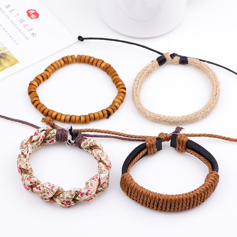 ZORCVENS nouvelle multicouche BOHO cuir chanvre corde en bois perles Bracelet Bracelet beaux bijoux pour les femmes Pulseira Feminina