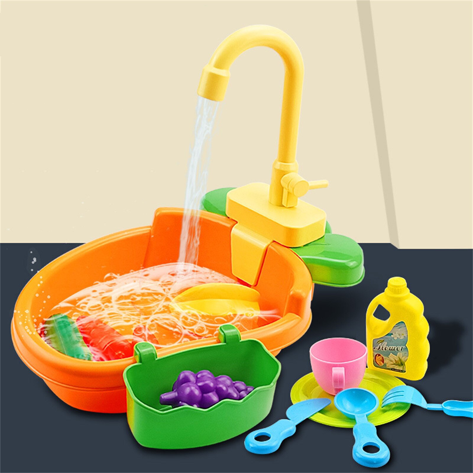 Kitchen Sink Toys with Running Water Playing Kitchen Set Toys Funny Role-playing Simulation Toy Educational for Girls Boys