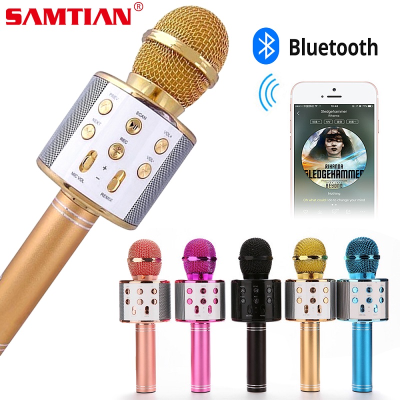 WS858 Microphone sans fil Bluetooth haut-parleur karaoké Version haut de gamme micro KTV lecteur téléphone Mike pour ordinateur scène conférence