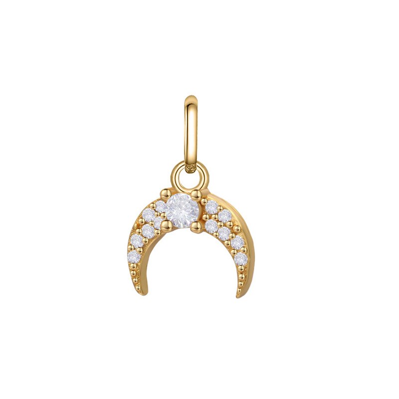 Trustdavis Mode Echte 925 Sterling Zilver Sweet Mini Maan Cz Charm Hanger Handgemaakte Diy Accessoires DZ44: Goud
