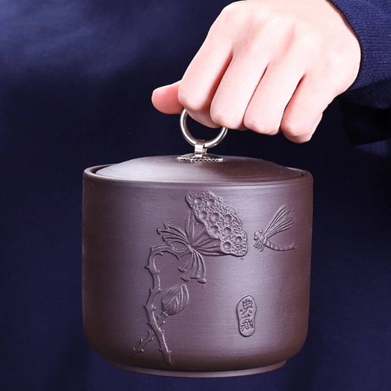 Theeblik paarse klei puer groene thee opbergdoos theepot snoeppot gedroogd fruit container keramiek kruiden opbergdoos 11.5*11cm