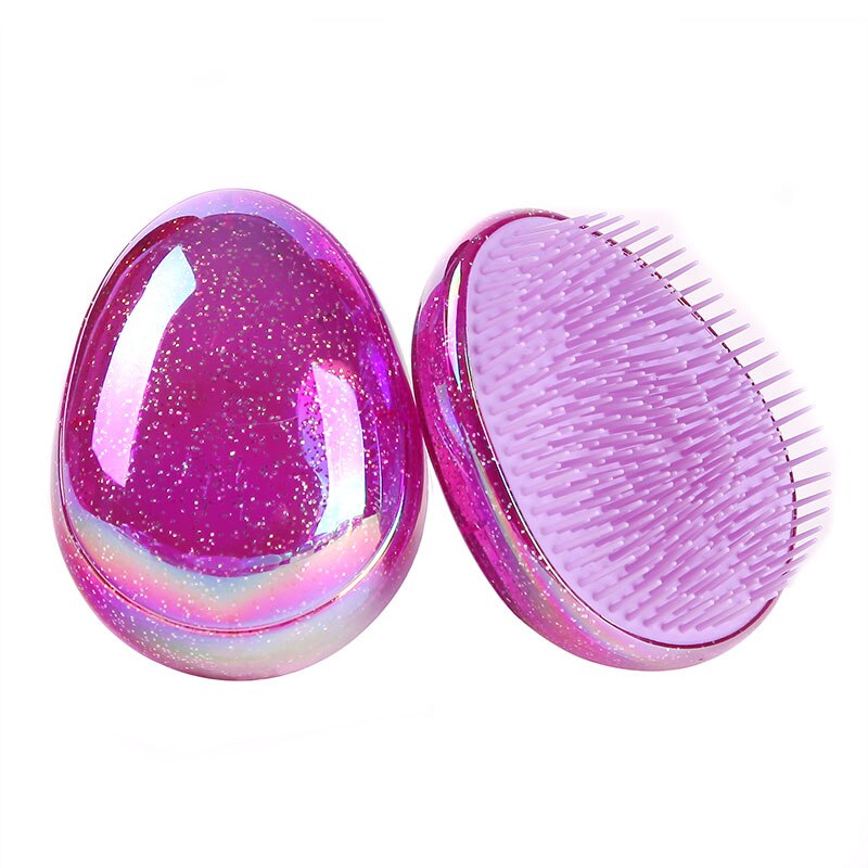 Peine cepillo de pelo con forma redonda de huevo, utensilios de peinado suaves, cepillos para el cabello, peine para desenredar, peine para el cuidado del cabello para viaje, 1 ud.: Purple