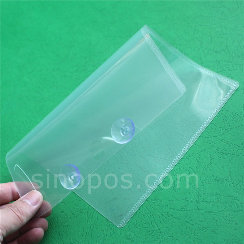 Suction Cup Wall Mount Sign Sleeves, window vinyl pouch A5 A4 A3 tag holder PVC envelope guide bag plastic price card pockets