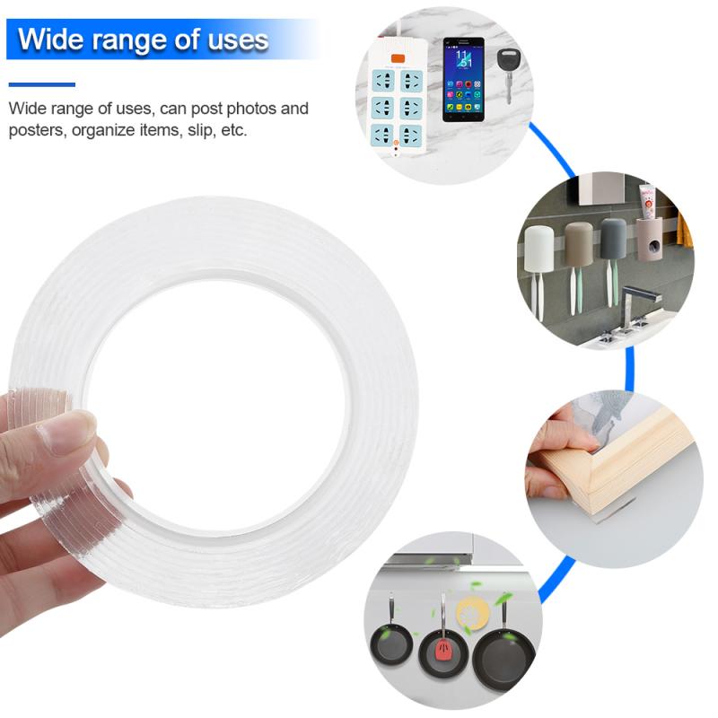 1/2/3/5m Reusable Double Side Adhesive Nano Traceless Double-sided Tape Removable Sticker Adhesive Scotch Loop Glue Gadget