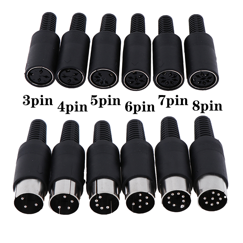 3/4/5/6/7/8 pin DIN man vrouw plug met plastic handvat en vrouwelijke socket behuizing paneelmontage chassis connector solderen