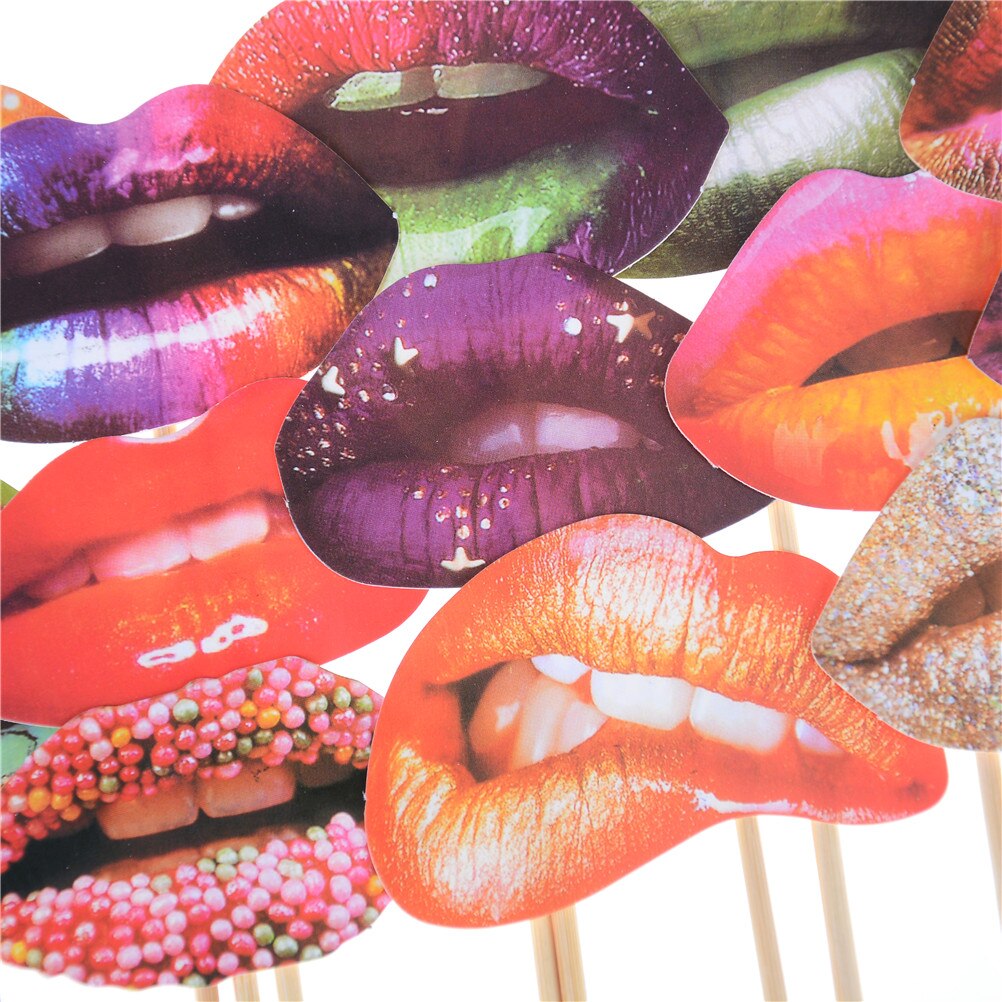 20pcs Funny Lip Mouth DIY Photo Props Booth On A Stick For Women Girls Wedding Birthday Decoration Party Supplies