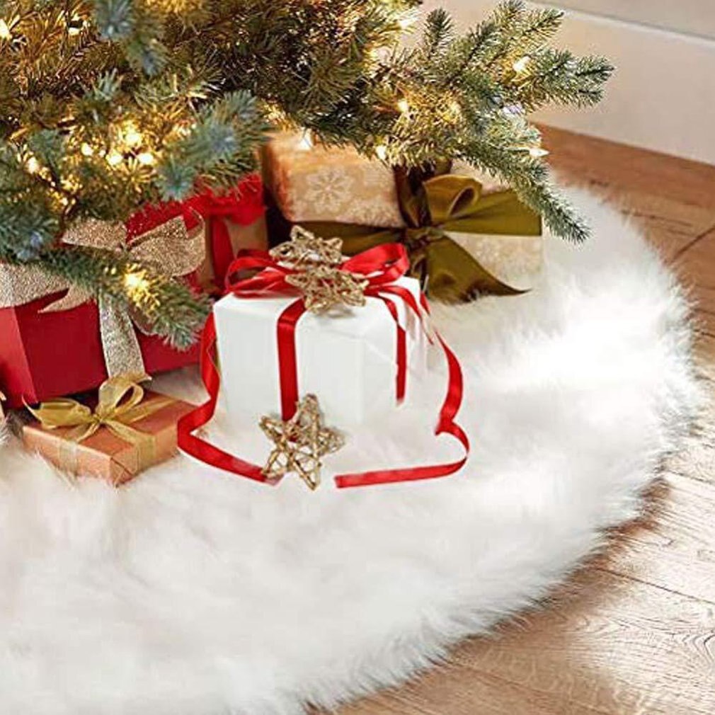 Vit plysch julgran päls matta god jul dekorationer för hem natal tree kjolar år dekoration navidad