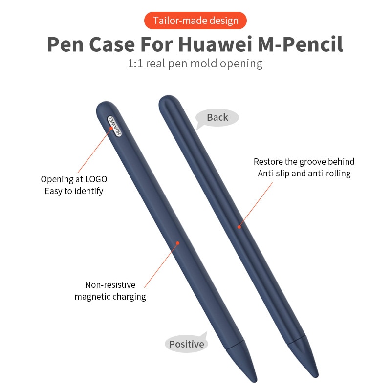 Étui De Protection En Silicone Souple Pour Huawei M-Pencil - Noir - Capuchon De Pointe Et De Rechange Inclus
