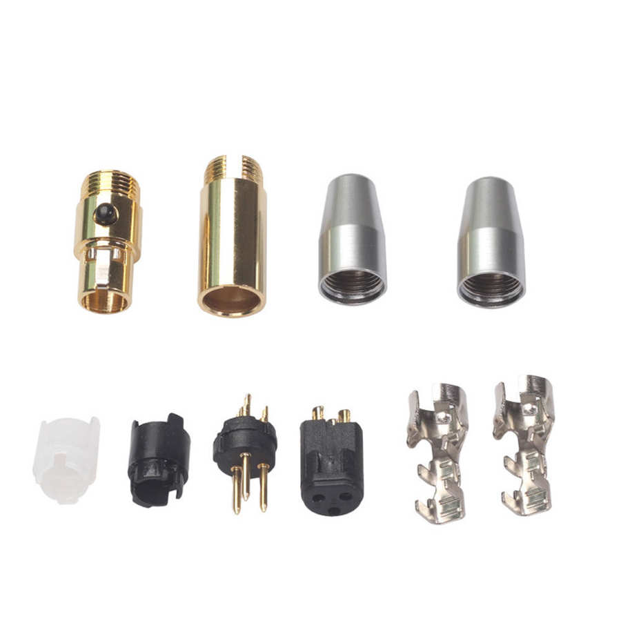 1 Pair Copper Plated Gold-Plated 3-Core MINI XLR Welding Connector DIY Soldering Head for Audio Cables