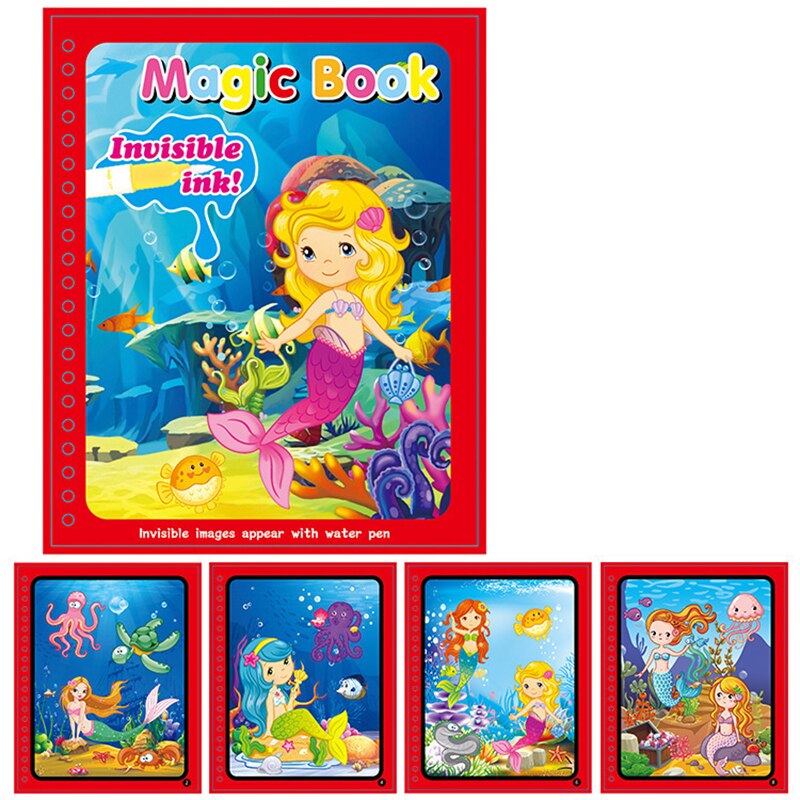 Animal Zoo Princess Magic Water Drawing Book Colorling Mermaid Cartoon Doodle Magic Pen tavolo da disegno giocattoli bambini regali per bambini