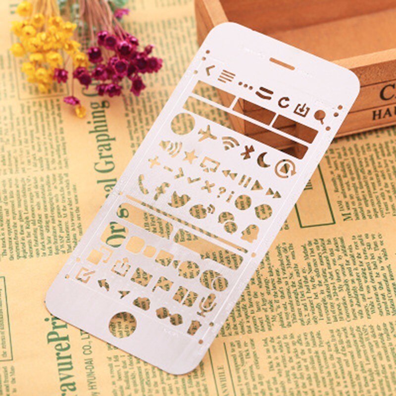 Cute Phone Hollow Metal Ruler Craft Dies Graffiti Drawing Template Ruler Scrapbooking Dies Metal Spellbinders: iphone 6