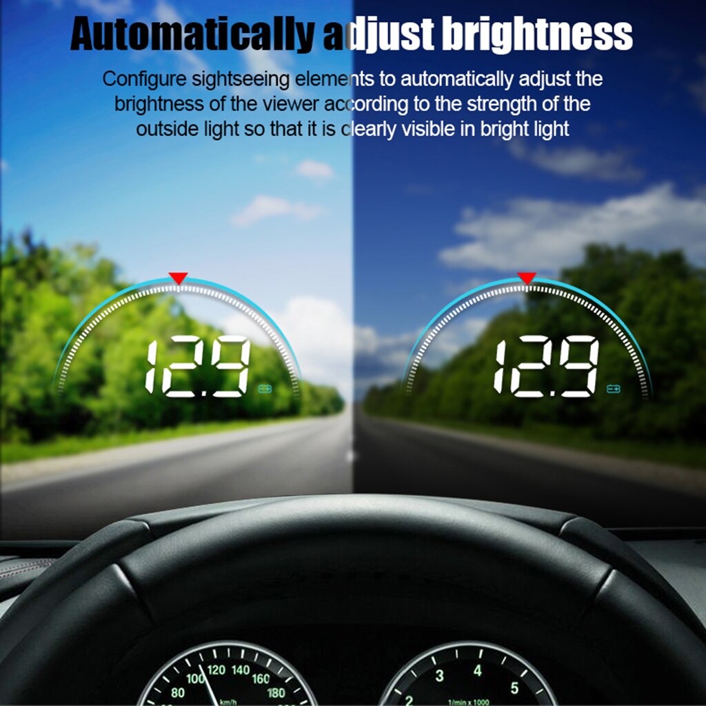 Proyector de parabrisas de advertencia de exceso de velocidad, pantalla Hud de estilo de coche, KM/H MPH