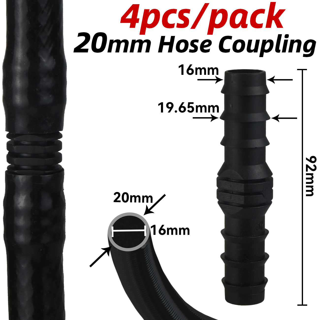 Barb Adapter Tee Elbow 16mm 20mm 25mm PE Hose To 1/2" 3/4" Male Female Thread Connector Garden Drip Irrigation Watering System: Pink