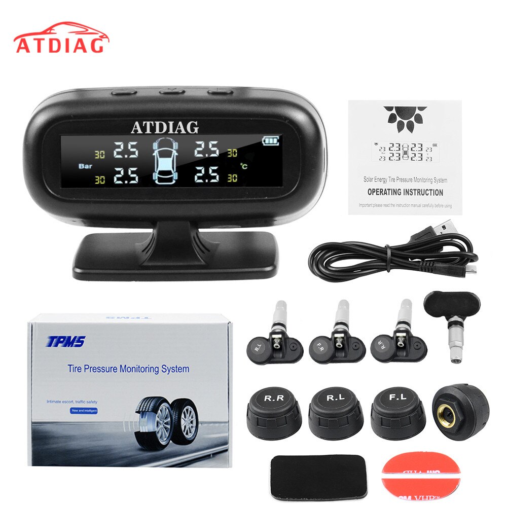 ATDIAG TPMS USB Solar- Ladung Bar Psi C&#39; Anzeige reifendruck Alarm werkzeug Digitalen Reifen luft überwachung System