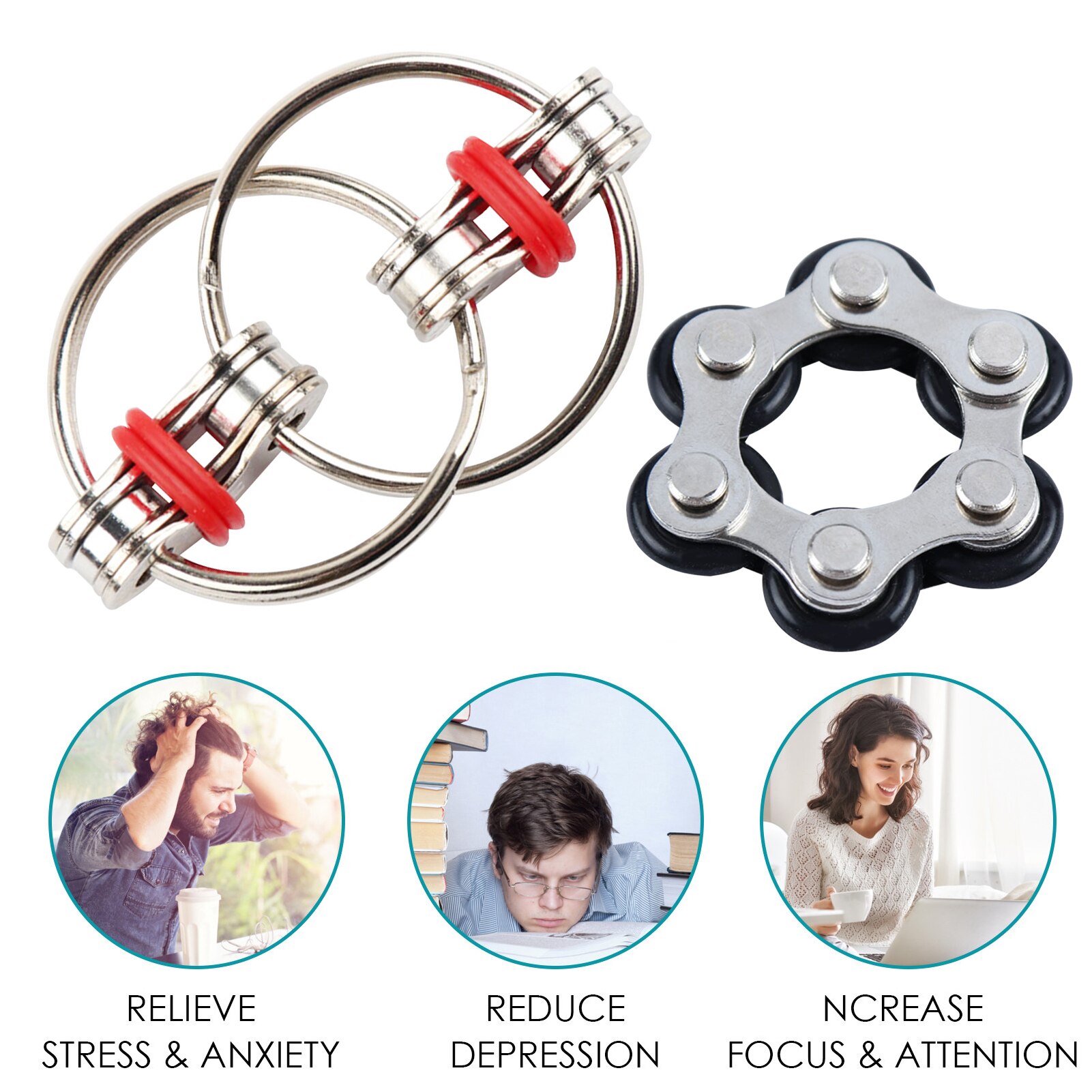 Funny Flippy Chain Fidget Toy Relieves Stress Reduce Anxiety Autism Toys for Children Adults Home Office Decompression Toys