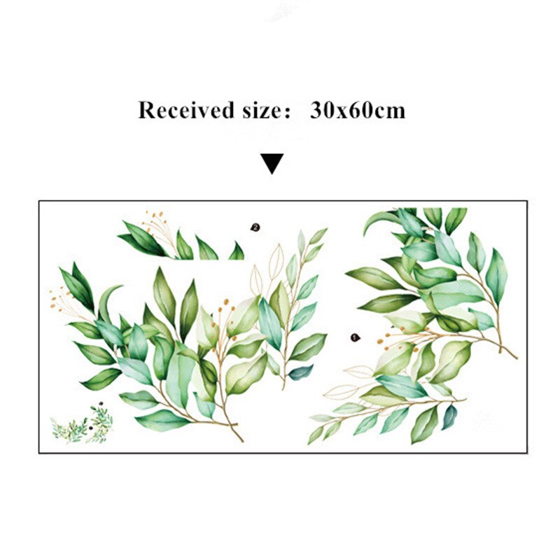 Green Leaf Wall Stickers Bedroom Living Room House Decorations Removable Mural Cupboard Wall Decor Combination Wallpaper: Default Title